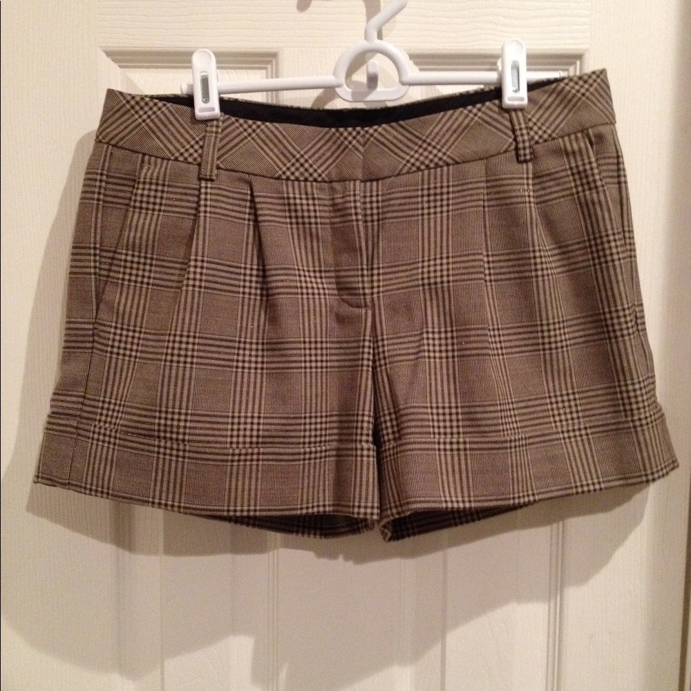 Express Design Studio Editor Shorts Brown Plaid 8